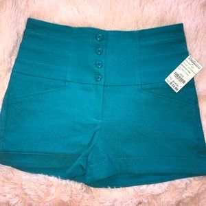 Aqua High Waist BodyCon Shorts